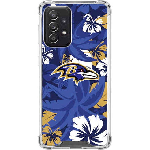 NFL Baltimore Ravens Tropical Print Galaxy A52 5G Clear Case